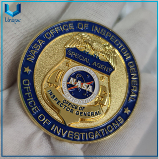 45mm EEUU NASA Cyber ​​Crimes Coin, Metal Gold Moneda 3D, personalice Diseño Moneda de Medalla conmemorativa de la Policía Militar para el honor Regalos de Sounvenir