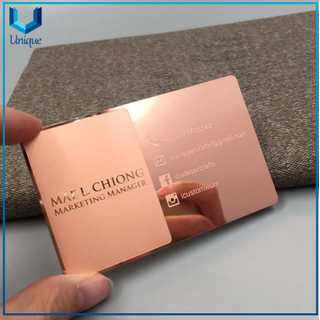 Fábrica al por mayor personalice la tarjeta de visita del metal, la tarjeta de membresía de lujo del espejo del espejo de cobre, tarjeta de identificación de metal de alta calidad